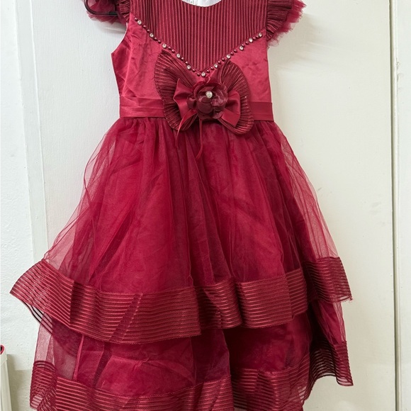 Elegant Kids Formal Dress in Rich Burgundy - Picture 2 of 13